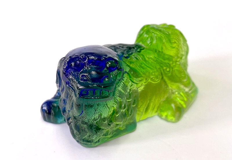 祥瀧 琉璃瑞獅(綠) 文鎮 擺飾